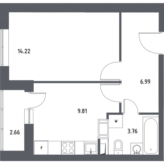 Однокомнатная квартира 36.11 м²